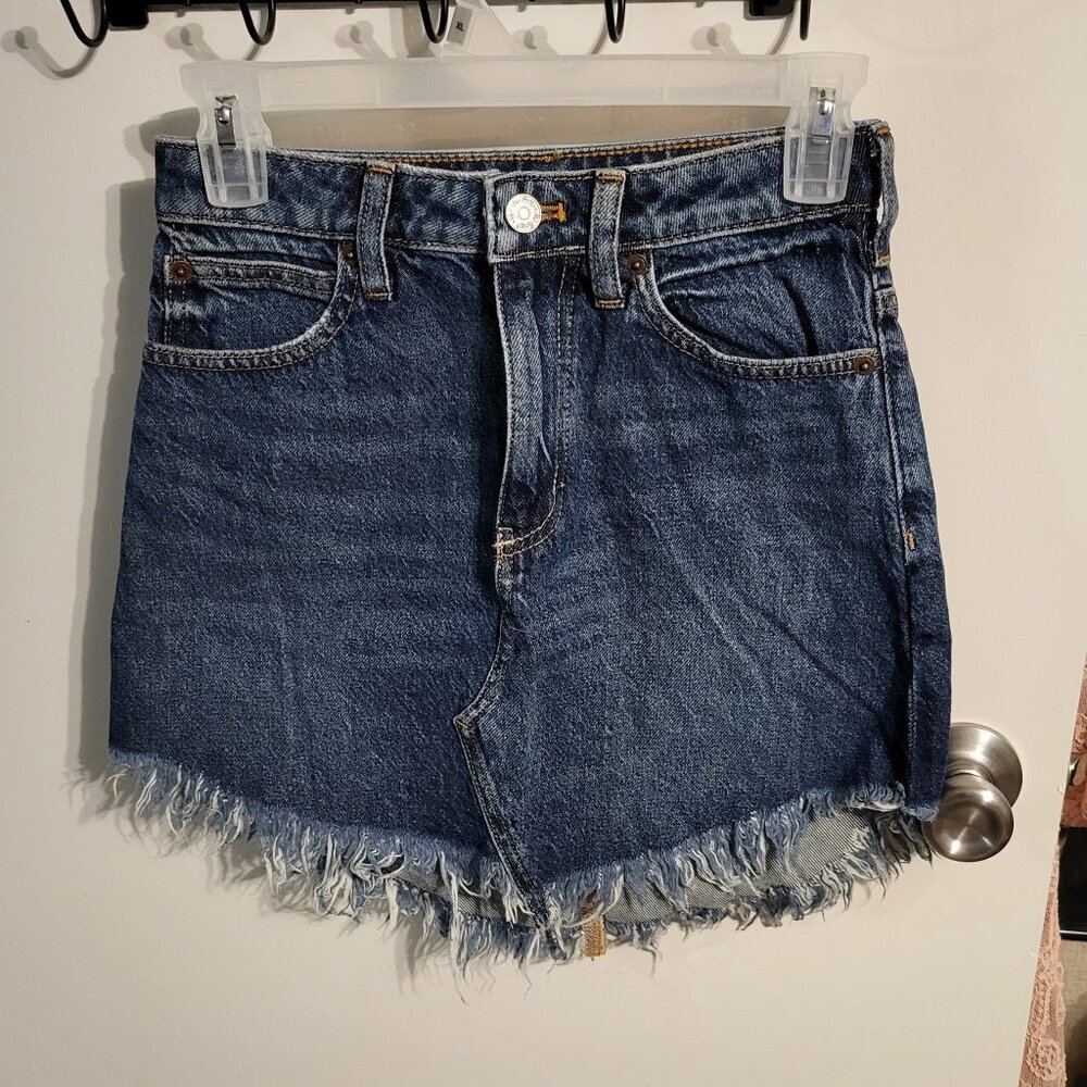 FREE PEOPLE (WE THE FREE) DENIM JEAN MINI SKIRT SZ 24 - Picture 1 of 8